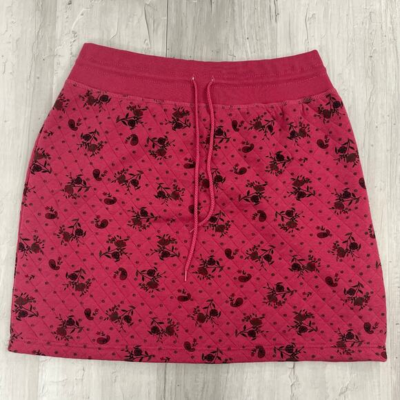 Vintage Active Elements Pink Floral Paisley Quilted Pull On Stretch Mini Skirt - Picture 2 of 9